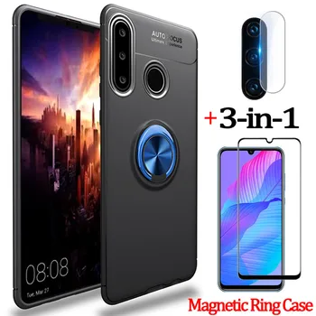 

3-in-1 phone cases+camera glass for huawei-y8p y7p magnetic ring silicone cover honor9c huawei y7p case for y8p huawei honor 9 a