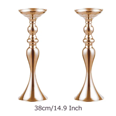 2 x 38cm Rose gold ERMAKOVA золотые металлические подсвечники, подставка, цветы, ваза-подсвечник, Центральные элементы, как дорожные подсвечники - Цвет: 2 x 38cm Rose gold