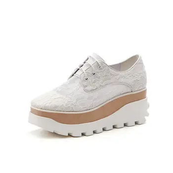 

Fashion Sexy Women Mesh Leather Wedges High Heels Pumps Lace-up Casual Shoes Woman Summer Shoes