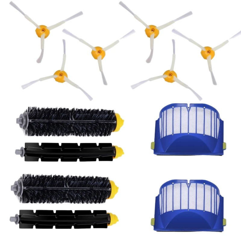 

2 Blue Aerovac Filter+2 Set Main Brush Kit+6 Side Brush For Irobot Roomba 600 Series 620 630 650 660 Accessory Replacment