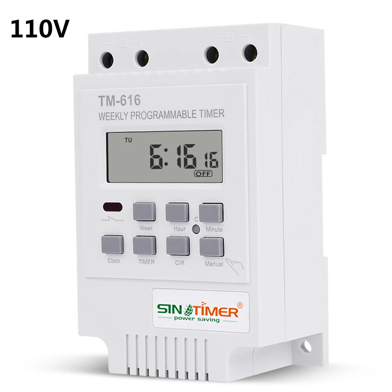 110V white TM-616 еженедельные программируемые таймеры 30 Ампер контроль нагрузки 17 вкл/Выкл 12 в 110 В 220 В 24 ч цифровой переключатель контроля времени - Цвет: 110V white