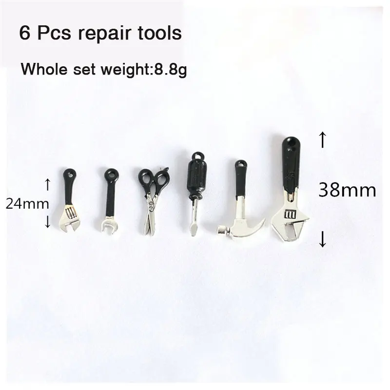 1/12 Mini Repair Tools Hammer Wrench Wooden Toolbox Doll Furniture Model for Miniature Dollhouse Accessoreis Boy Play Tool Games 5