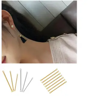 

50pcs 15 20 25 35 40mm Gold Silver Double Cylinder Bar Earrings Connecting For Jewelry Making Earring Pins Findings DIY Supplies