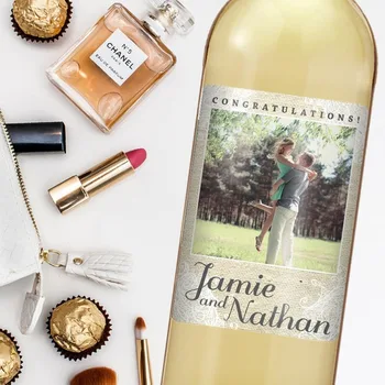 

Custom 4 pcs Wedding Wine Label Rustic Wedding Wine Label Photo Wine Label Engagement Gift Wedding Anniversary Wine Label