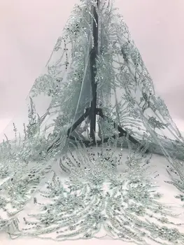 

Top grade Handmade Beads Lace Fabrics for Party Wedding Embroidery African French Tulle Lace with sequins Beaded Lace Fabric