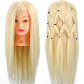 

NEVERLAND 24" Blonde Long Hair Training Head Professional Bride Hairdressing Mannequin Dolls 90% Real Hair Mannequin Head +Stand