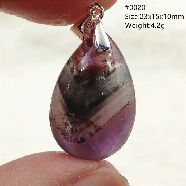 Genuine Natural Cacoxenite Auralite 23 Purple Red Pendant Water Drop Rutilated Bead Women Men AAAAAA 0020