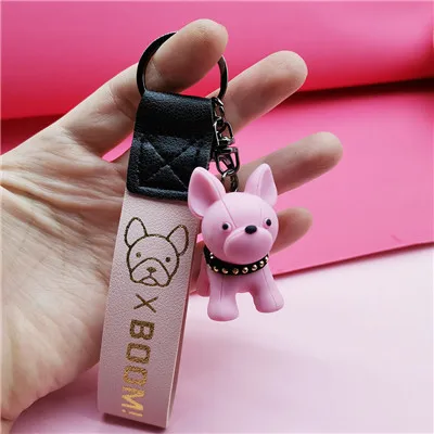 French Bulldog Keychain PU Leather Dog Keychainst Key Ring Key Chain