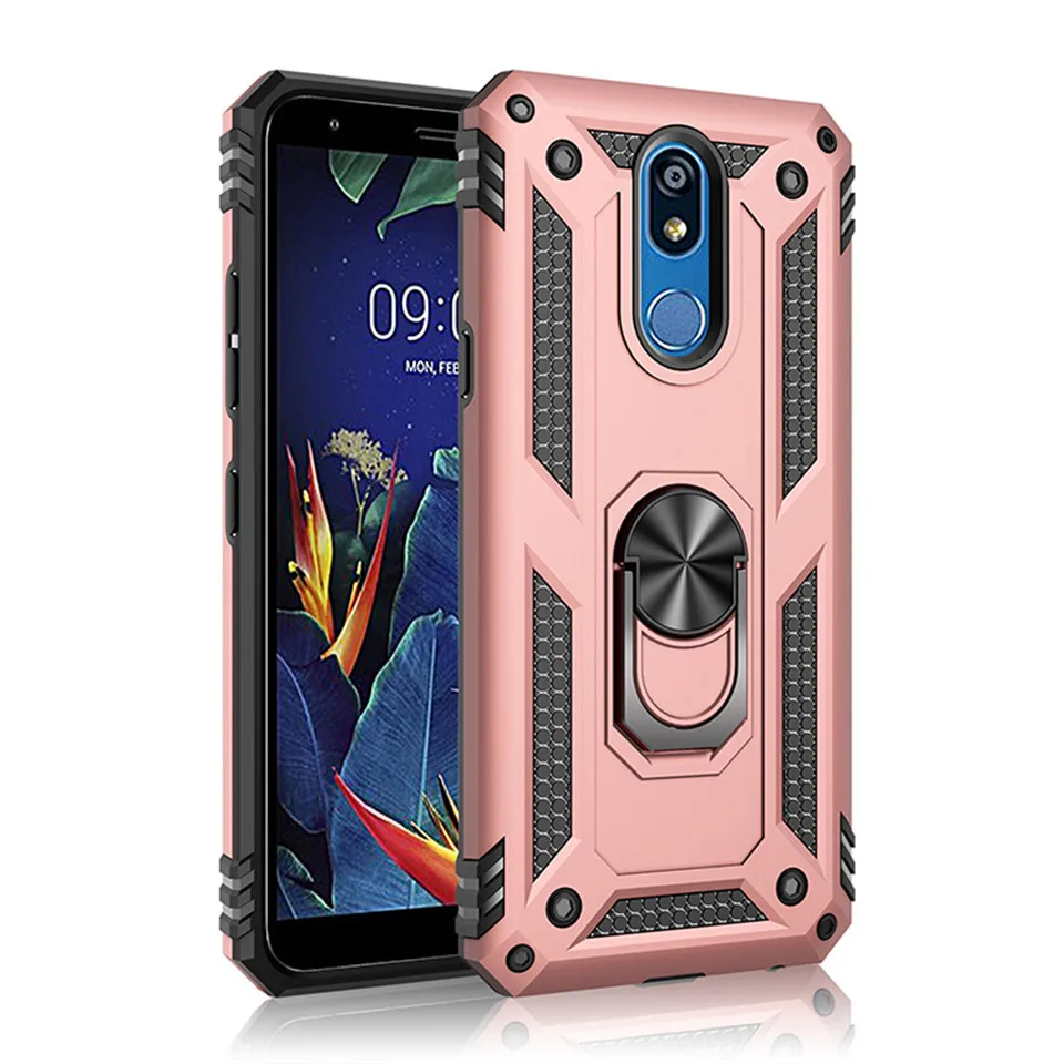 Heavy duty Magnetic hard shockproof finger ring holder back cell phone case cover for LG aristo 2 3 K40 K50 Q60 K12 PLUS |