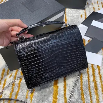 

luxury designer women crocodile pattern calfskin flap shoulder bag handbag lady purse crossbody messenger bag Europe brand