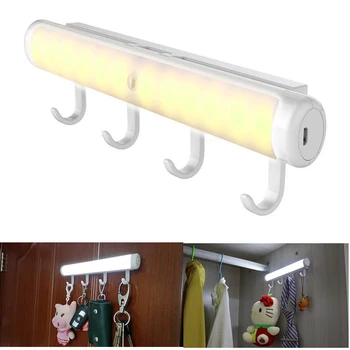 

Under Cabinet Lighting,Motion Sensor Closet Lights,Rechargeable Night Light with Hooks for Hallway Cupboard Kitchen Shelf
