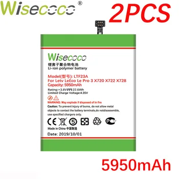 

WISECOCO 2PCS 5950mAh LTF23A Battery For LeEco Le Pro 3 X720 X722 X728 Phone Latest Producte High quality Battery+Tracking Code