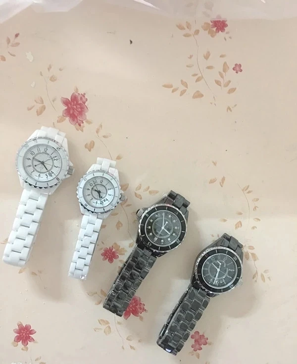 

female male famous Brand ceramic Watch black white data Quartz Wrist watch for couple Women men