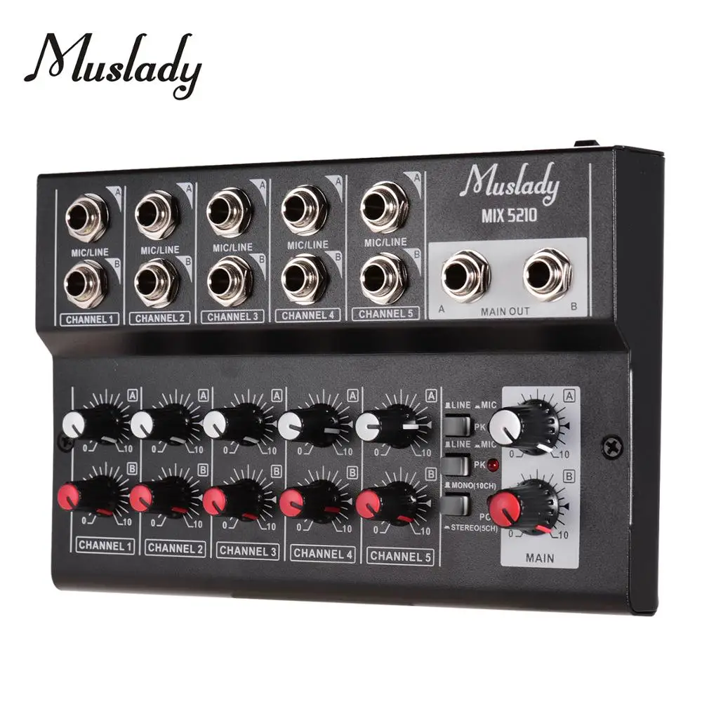 10-канальный микшерный пульт Muslady MIX5210 цифровой аудиомикшер стерео для записи
