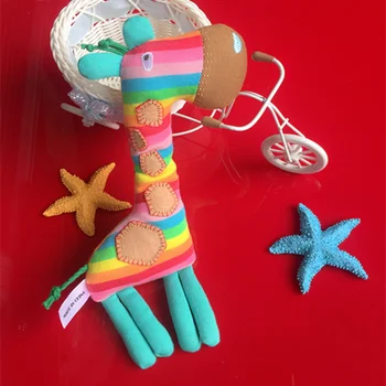 

Rainbow Giraffe Baby Bell Rattle Teether Toy Set Grab Shaking Bell Rattle Gift Toy Set Educational Toy for Baby Infant