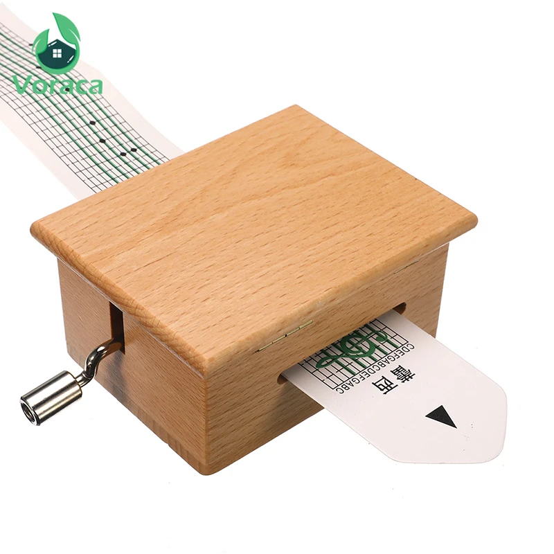 Kopen 15 Tone DIY Hand gebogen Houten Muziekdoos Met Perforator Papier Tapes Muziek Bewegingen Doos papier strip Thuis decoratie Craft