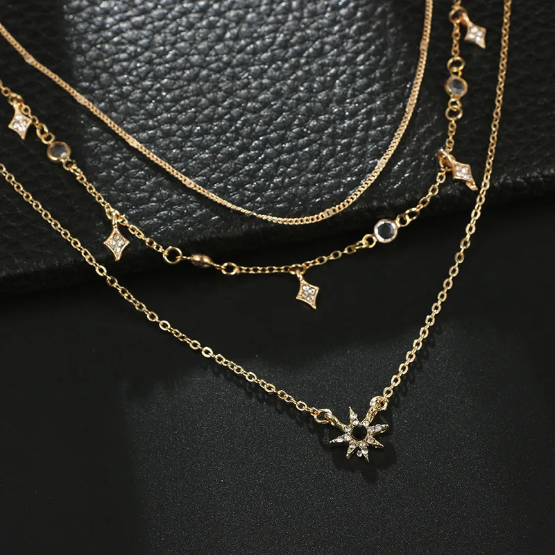 H: HYDE мода звезды циркон бусины Подсолнух кулон тонкое многослойное ожерелье s золотые стразы колье ожерелье ювелирные изделия подарок