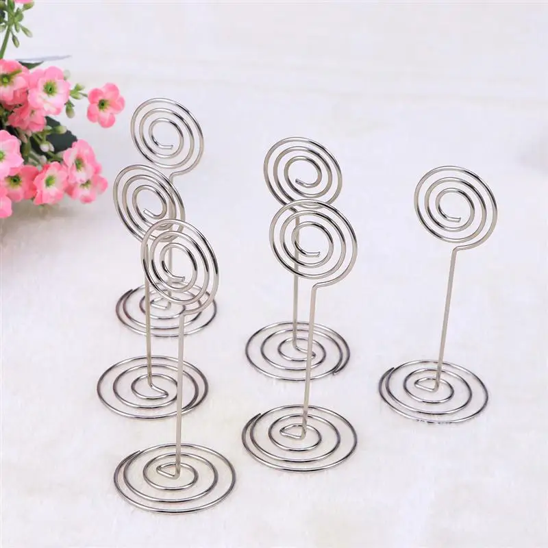 10pcs Place Card Holder Round Shape Wedding Party Favor Clips(Silver