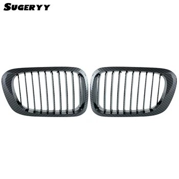 

1 Pair For BMW E46 3 Series 2 Door 1999-2002 Front Center Kidney Grilles Carbon Black 1999-2002 Car Grill Car Styling