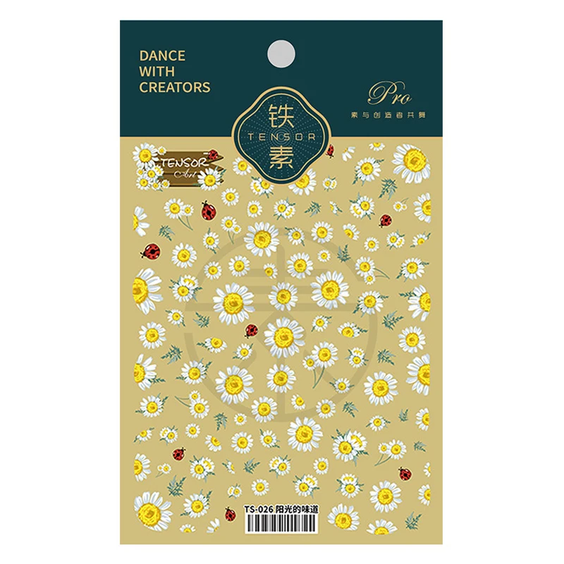 5D New Craft Nail Stickers Thin and Transparent Adhesive Chrysanthemum Retro English Letter Cartoon Girl 3D | Красота и здоровье