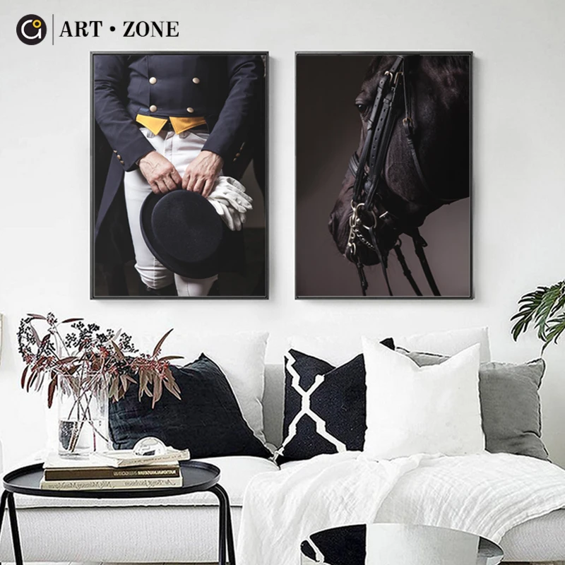 

ART ZONE Nordic Equestrian Painting Animal Horse Wall Art Poster Minimalism Decor Print Picture Living Room Decor Poster