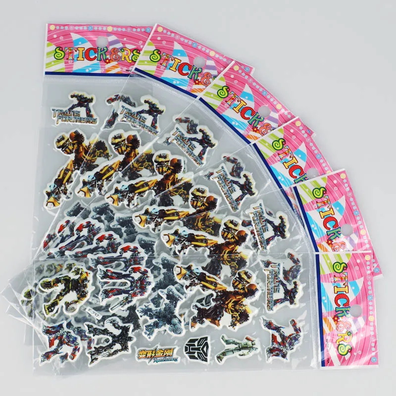 

6 Sheets/lot PVC Foam Stickers Anime Bubble Puffy Transformation Robot Hero for Car Bike Helmet Boys Kids Toys Scrapbook Gift