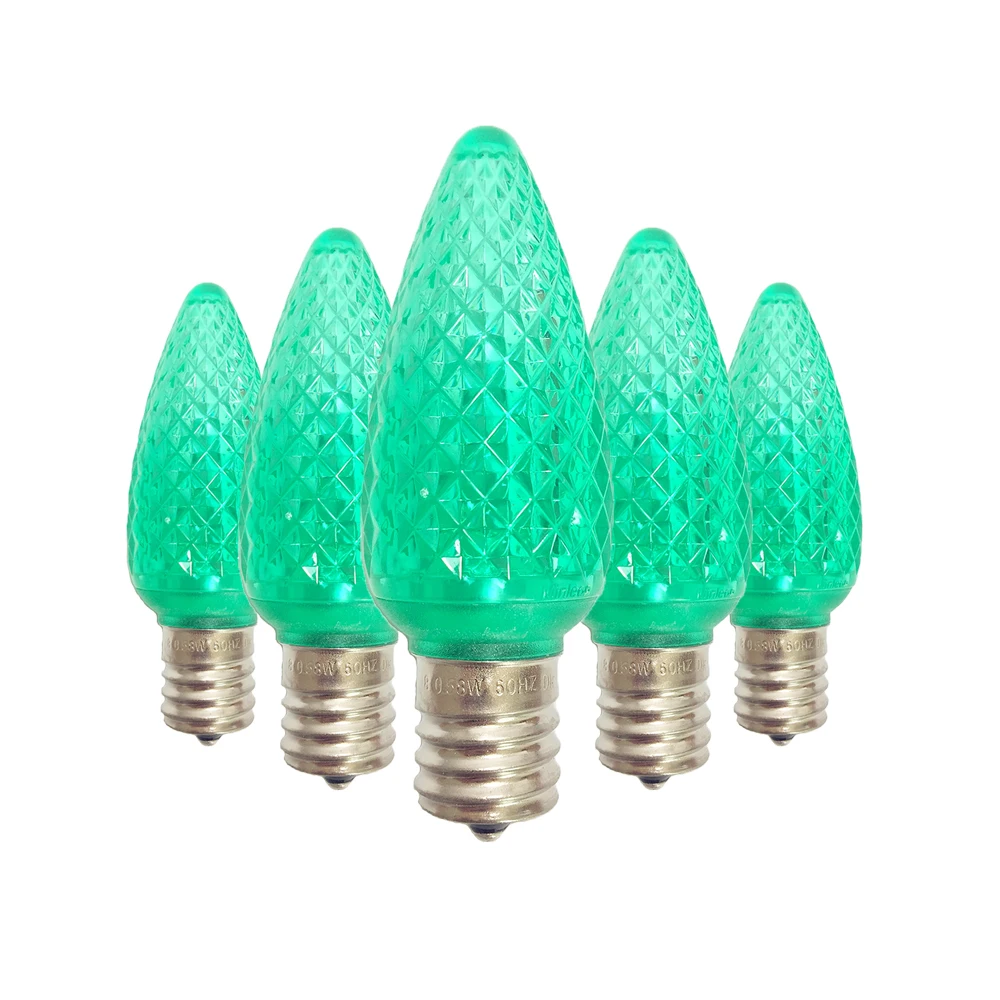 

UL Listed 25 Pack C9 Led Replacement Bulbs,3 SMD LEDs in Each Christmas Bulb for Outdoor String Lights,Green Color