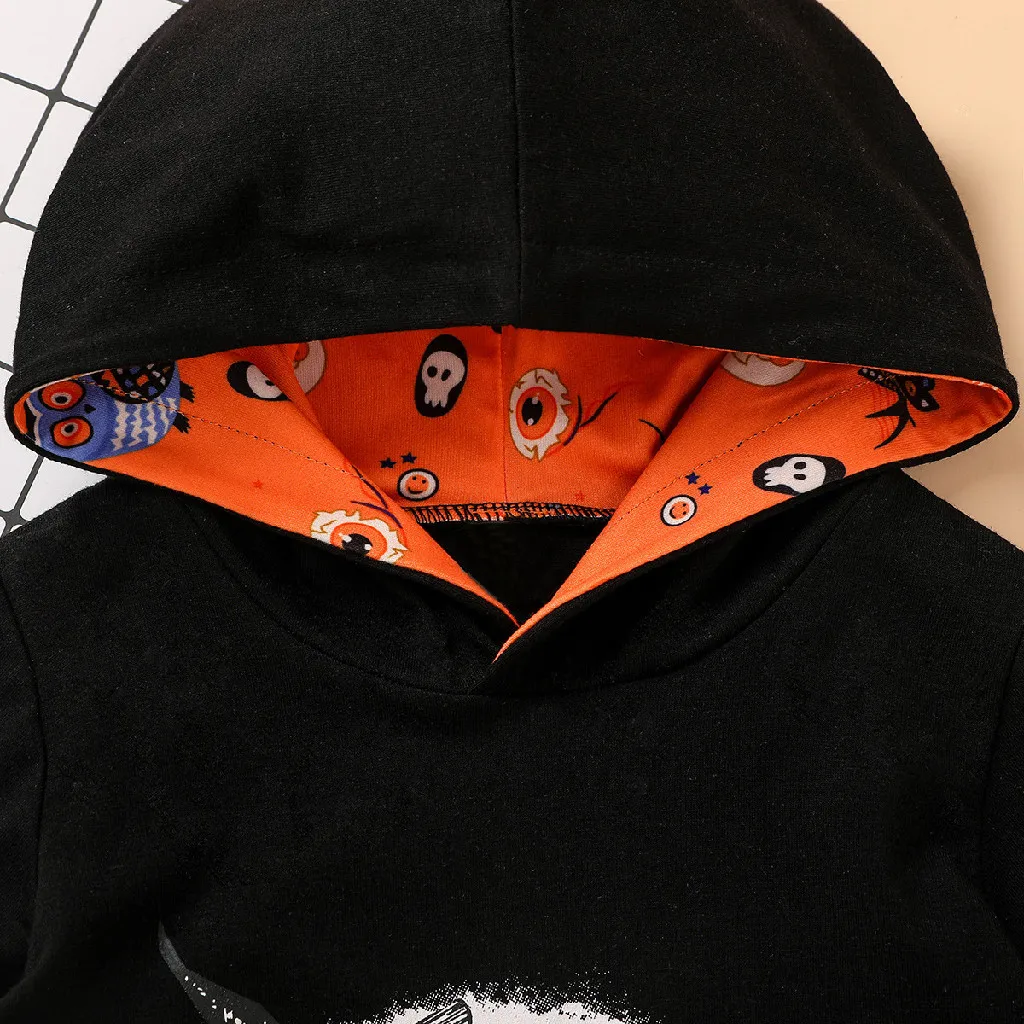 Lovely Fashion Newborn Clothing Set Baby Boys Girls Costume Cotton Long Sleeve Happy Halloween Print Pumpkin Hooded Jumpsuit