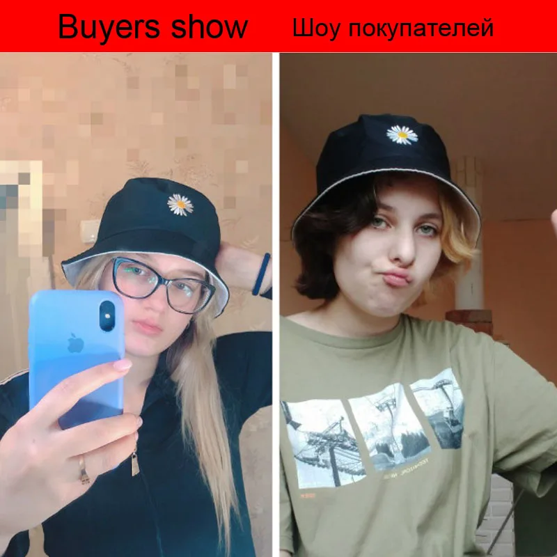 Мужская и женская летняя шляпа GD Daisy Bucket Hat двухсторонняя Панама с козырьком от