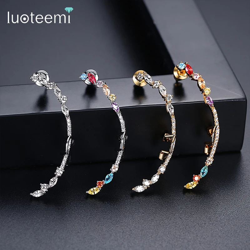 LUOTEEMI Elf Colorful Clip Earrings for Women Girls Party Wedding Daily Wear Individuality Simple 1pcs Fashion Jewelry Gift | Украшения и