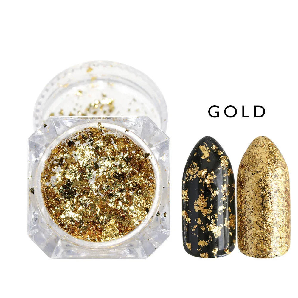 8Types of Platinum Shredded Tin Foil Nail Art Glitter Sequins Gold Silver Platinum Shredded Paper Foil Nail Art Deco Jewelry