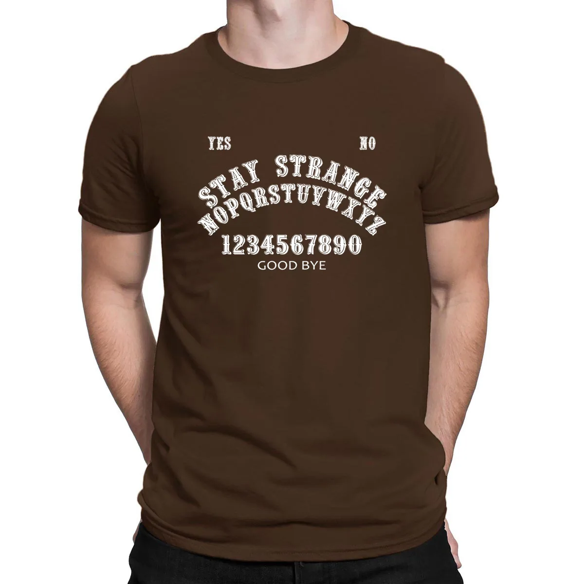 coffee Stay Strange Ouija, белые футболки, высокое качество, настраиваемая хип-хоп футболка для мужчин, облегающая, хлопок, солнечный свет, футболка - Цвет: coffee