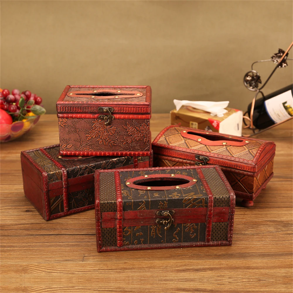 Retro Wooden Tissue Case for Home, Hotel Decorative Organizer, Rectangular Napkin Holder, Wooden Storage Box, Toilet and Kitchen 4