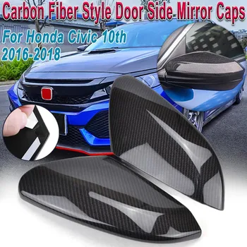 

Honda Civic Sedan Coupe 2016 2017 2018 Side Mirror Covers Caps 2X Rear Carbon Fiber Style Rearview Mirror Cover Caps