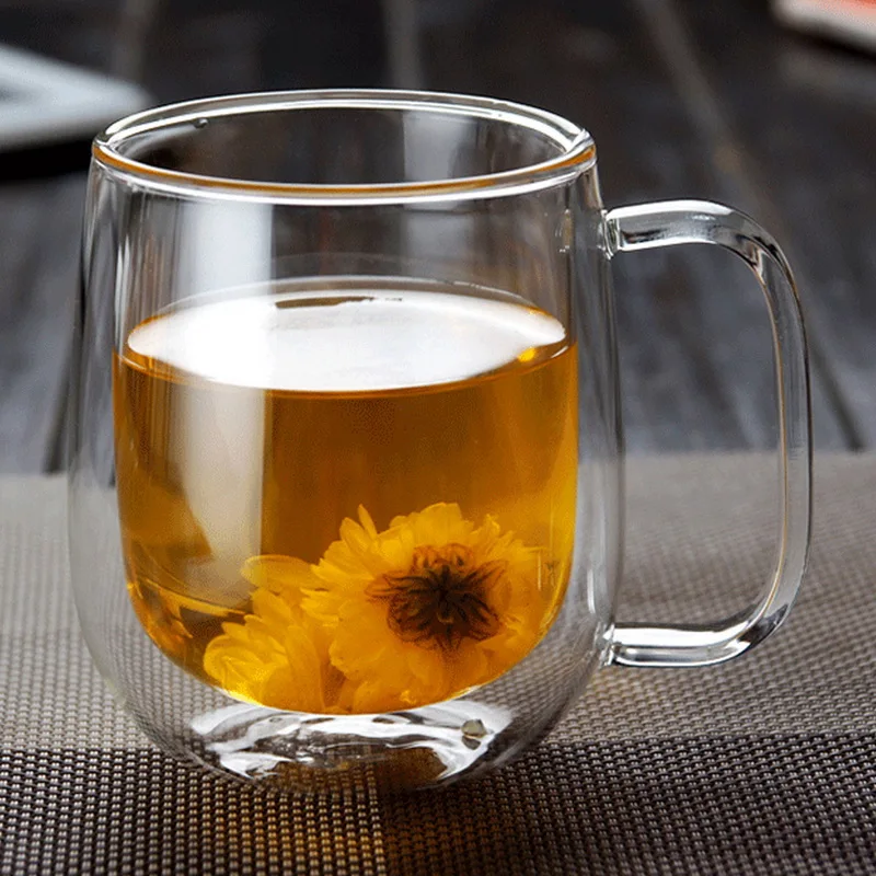 

Double Wall Glass Coffee Tea Cups Heat Resistant Double Wall Coffee Mugs Transparent Lemon Mug Water Drink Cup