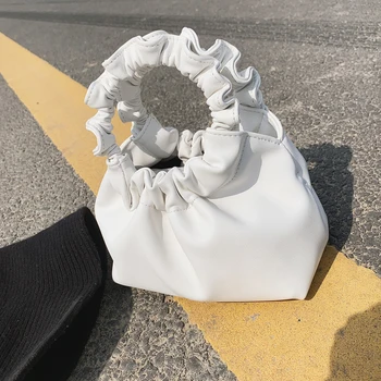 

Fashionable Solid color Women's Handbag Day Clutch Bag Evening Party Dumpling Purses Ruched Pillow Bag Leather Pouch