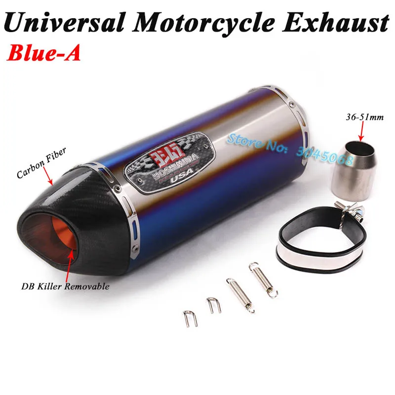 Универсальный 51 мм мотоцикл Yoshimura выхлоп побега модифицированный глушитель дБ глушитель для ниндзя 400 R3 Z900 TMAX 530 R1 CBR500X - Цвет: Blue-A