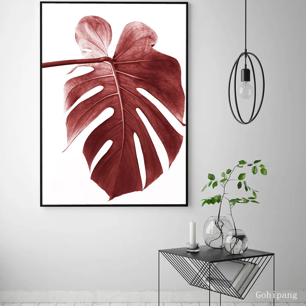 Red-Palm-Leaves-Flower-Succulent-Cuadros-Decoracion-Peony-Wall-Art-Canvas-Painting-Nordic-Poster-Wall-Decor (3)