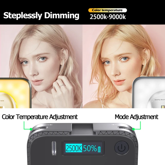 Luce Video LED RGB Dimmerabile - Batteria 2000mAh, Con Treppiede, Per Fotocamera - Foto 4