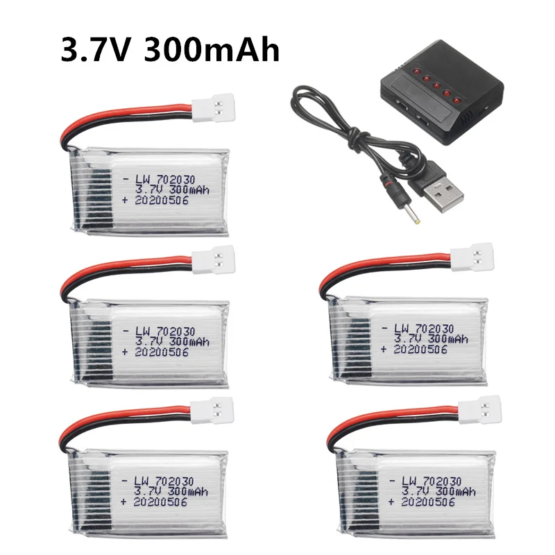 Аккумулятор Lipo 3 7 в 300 мАч с зарядным устройством для Udi U816 U830 F180 E55 FQ777 FQ17W Hubsan H107 Syma X11C FY530|Перезаряжаемые