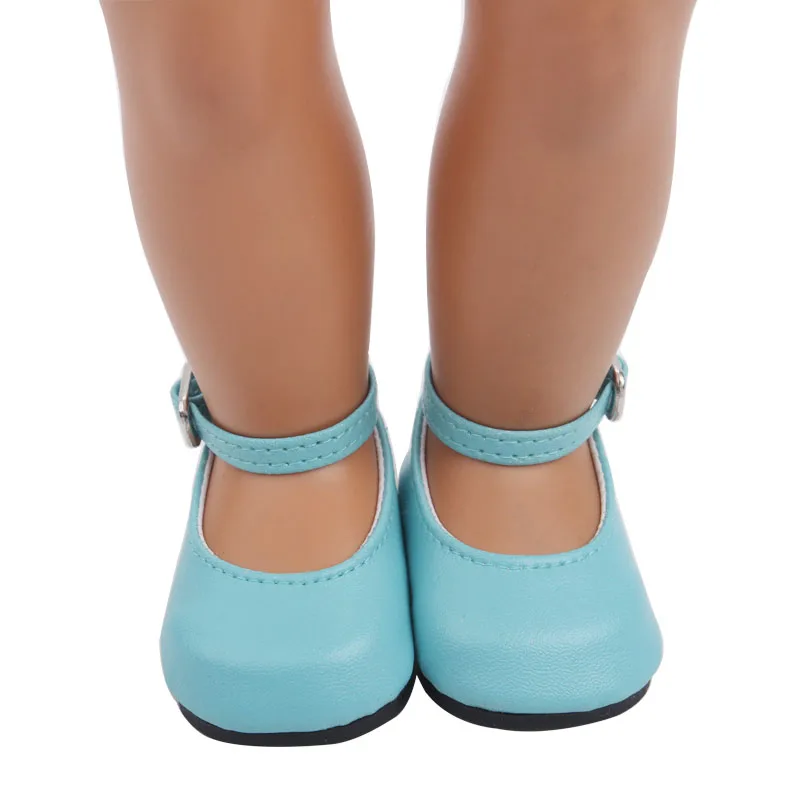 18 дюймовые кукольные туфли для девочек белые модельные туфли черные кожаные туфли для новорожденных в американском стиле детские игрушки кроссовки подходят 43 см Детские куклы s29