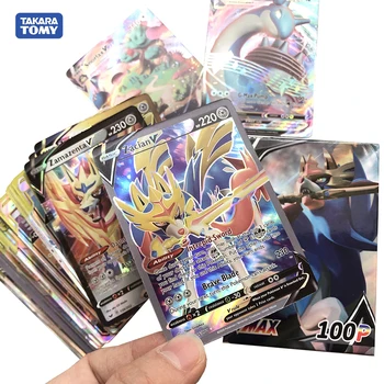 

New Pokemon Sun&Moon Sword&Shield 45VMAX55TAG Zacian Zamazenta Shining Collection Game Card For Childrens
