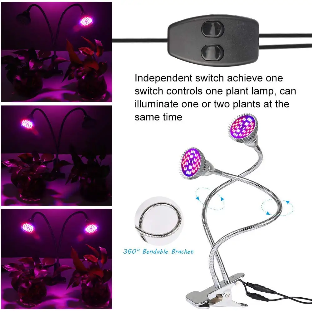 Светодиодный светильник для выращивания растений 60 Вт эквивалент полный спектр