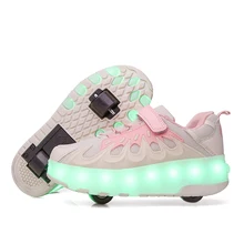 Два колеса usb зарядка Мода для девочек мальчиков светодиодный светильник роликовые коньки обувь для детей Детские кроссовки с колесами два колеса