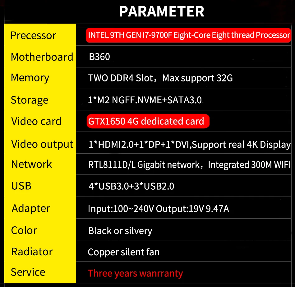 MSECORE i7 9700F GTX1650 4G выделенная карта DDR4 игровой мини-ПК Windows 10 Настольный компьютер игровой ПК linux intel HTPC DP HDMI2.0 4K