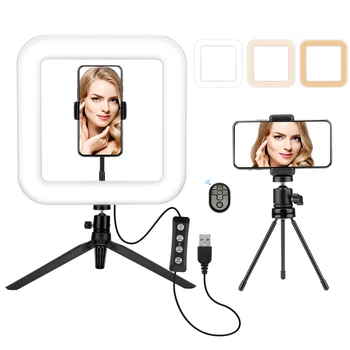 

Selfie Square Lamp Led Light With Tripod Bluetooth Remote Control For Phone Video Photography Lighting For Youtube Phone Holder