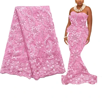 

5 yards Embroidery French Tulle Lace Fabric with Stones Purple Nigerian Lace Fabric Swiss Net Materials Indian Lace Fabric 2020