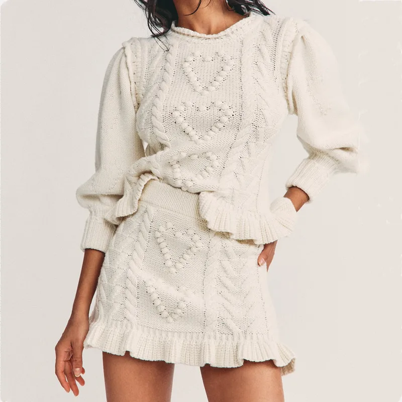 FREE SHIPPING Autumn Sweater Knitted Twist Solid Color And High Waist Mini JKP5949