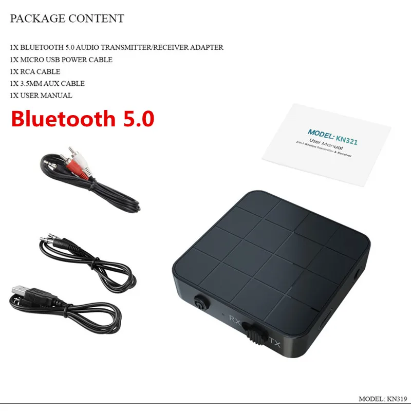 Bluetooth 5,0 передатчик приемник автомобильный комплект беспроводной стерео аудио адаптер RCA 3,5 мм Aux Jack приемник для ТВ динамик наушники ПК - Цвет: Color2 Bluetooth 5.0