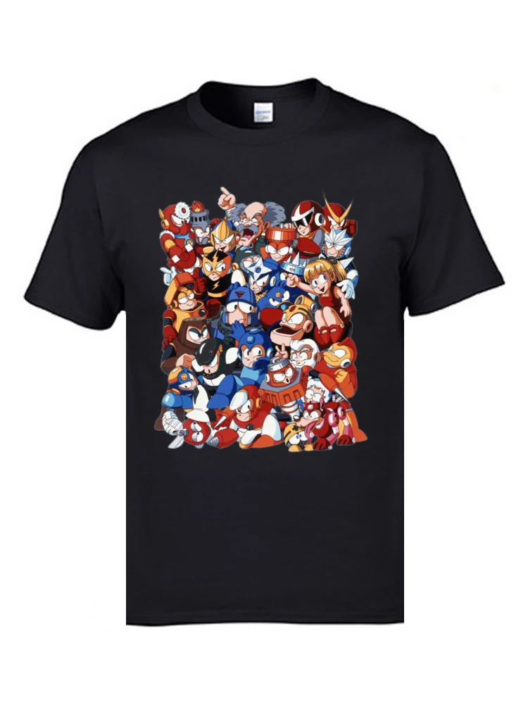 

Classic Mega Man Characters Electronic Game Funny Tshirts Boy Cyber Puzzle Gamer Video T Shirt 100% Cotton 3d Tees Oversized